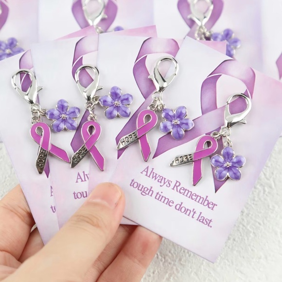 Purple Awareness Ribbon Keychain - Picture 2 of 4